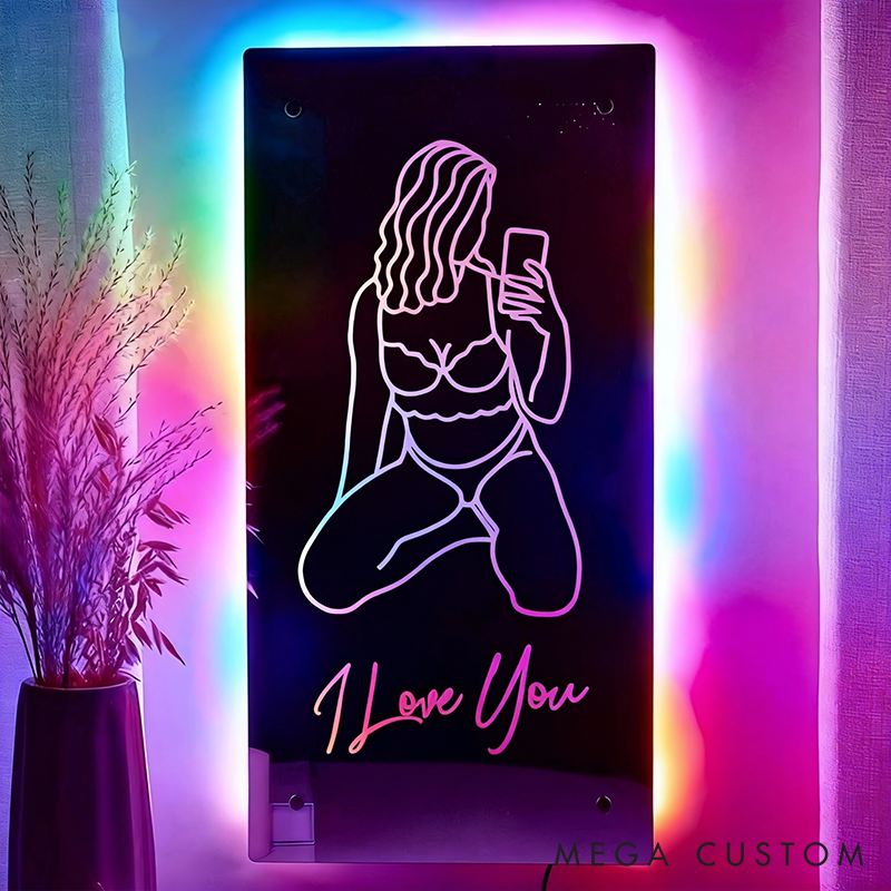 Personalized Name Seductive Mirror LED Light Valentine's Gift For Her Wife Gift Girlfriend Gift