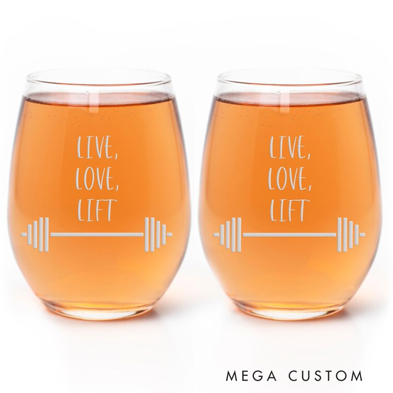Personalized Barbell Stemless Wine Glasses Whiskey Wine Beer Glassware Gift Fitness Gift for Gym Lover