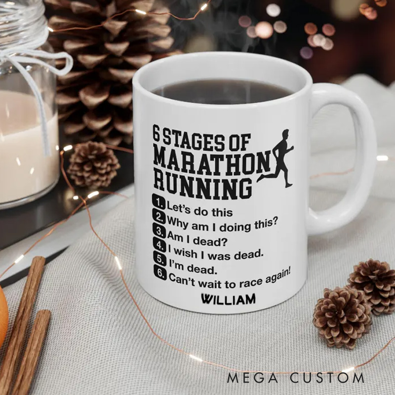 Personalized Funny Marathon Mug Ceramic Coffee Cup Running Exercise Humor Workout Present Exercise Lover Gift for Gym Lover