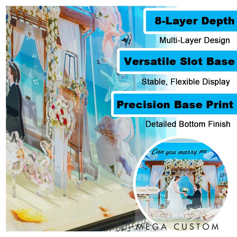Personalized Seaside Wedding Theme Stand Wedding Acrylic 3D Photo Frame Wedding Gift