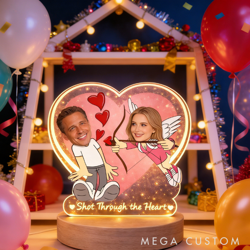 Personalized Cupids Arrow Night Light for Couples - Playful Romantic Bedroom Decor Anniversary Gift