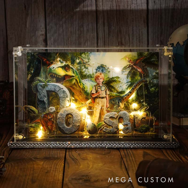 Personalized Jurassic-era Dinosaur 3D Acrylic Forest Photo Customization