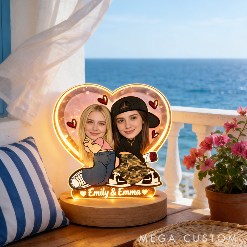 Personalized Girls Love Romantic Night Light - Bedroom Decor Anniversary Gift for Sweethearts