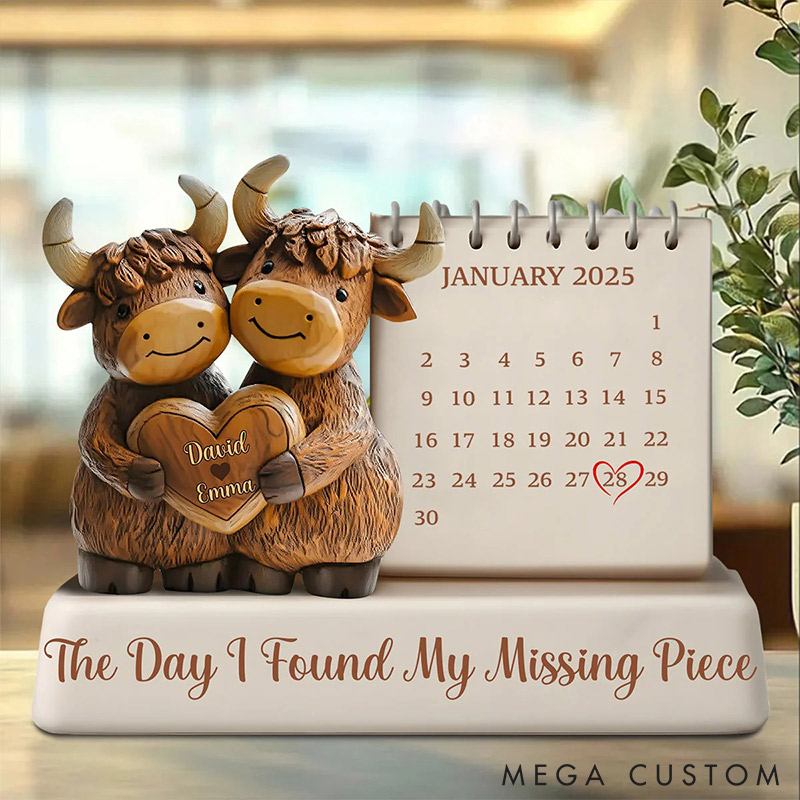 Personalized Couple Highland Cow Wood Acrylic Plaque Custom Name Date Plaque Valentines Gift for Husband Wife Anniversary Christmas Gift for Him Her