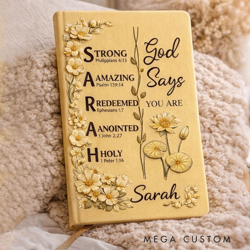 Personalized Christian Name Journal With Bible Verses, Custom Scripture Gift for Women