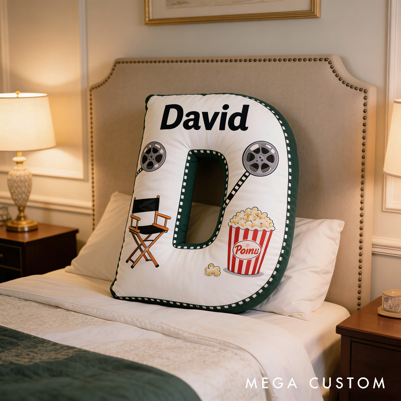 Personalized Popcorn Movie Viewing Letter Pillow for Movie Lovers Initial Pillow Christmas Birthday Party Gift for Kids and Movie Lovers