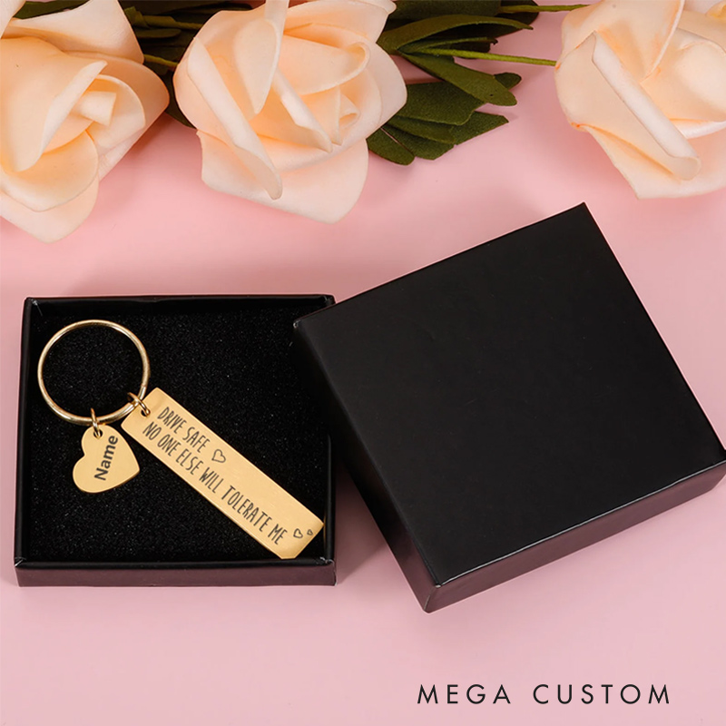 Personalized Safe Driving Keychain Custom text Meaningful Gift for Beloved