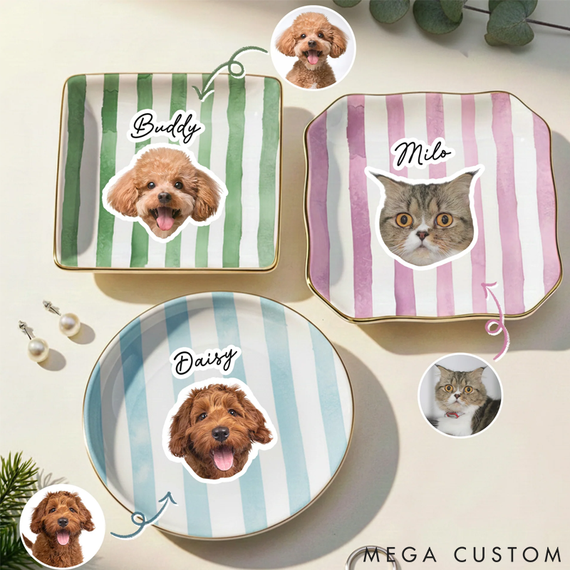 Personalized Pet Lover Custom Pet Portrait Ring Dishes