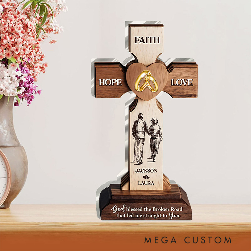 Personalized Faith Hope Love Custom Shaped Acrylic Plaque with Name Religious Gift Valentine Gift Anniversary Gift for Couple