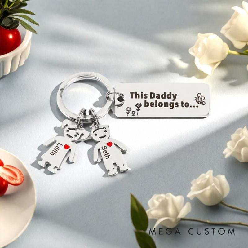 Personalized Family Keychain Custom Kids Pets Names Engraved Perfect Gift for Family Members