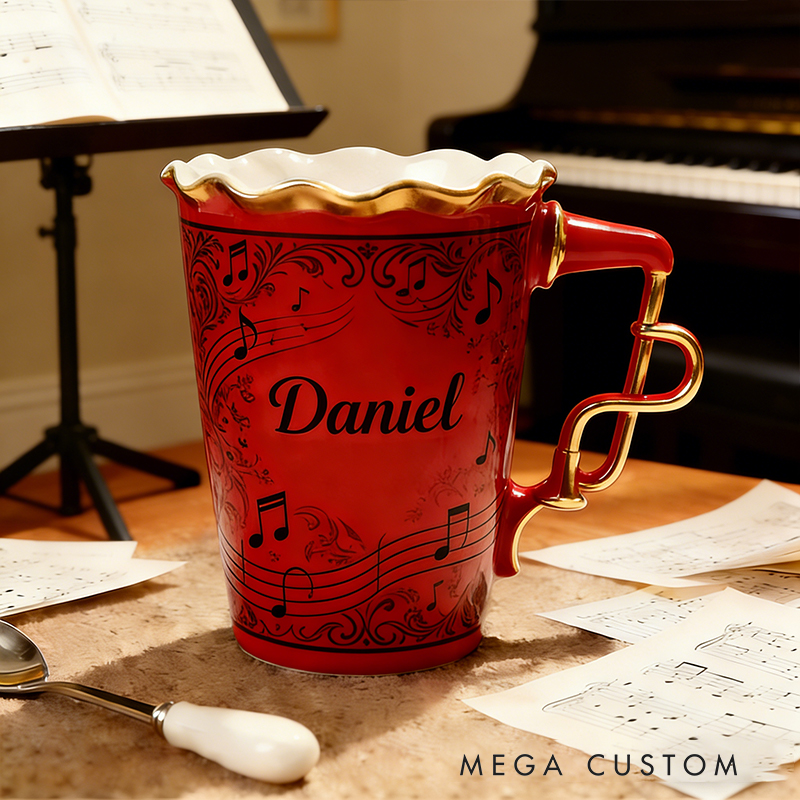 Personalized Music Notes Ceramic Cup a Charming Gift for Any Music Enthusiast
