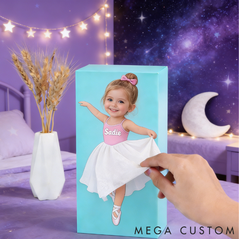Personalized Dancing Little Girl Tissue Box Cover Custom Name and Photo Unique Gift for Kids