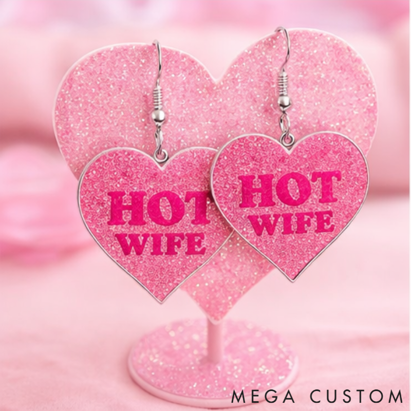 Personalized Heart Shaped Barbie Style Earrings Custom Name Holiday Gift for Her