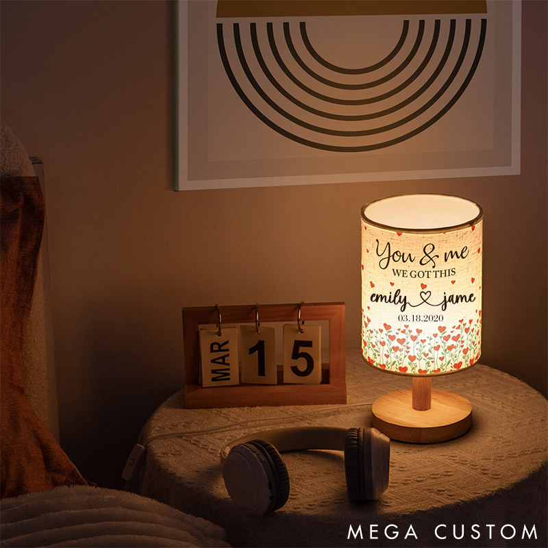 Personalized You And Me We Got This Fabric Lamp Custom Couple Table Lamp Valentine's Gift Floral Night Light 