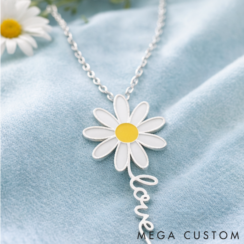 Personalized Dainty Daisy Necklace Custom Name Charming Holiday Gift for Her