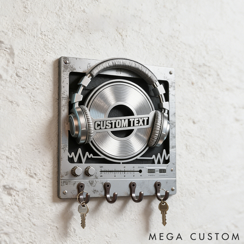 Personalized Metal Keychain with DJ Headphone Design Gift for Music Lovers