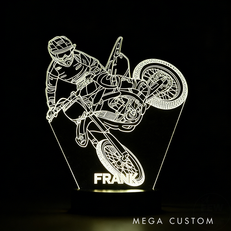Personalized Motorcycle Gifts Custom LED Night Light with Engraved Name Multicolor Lamp for Biker Room Decor