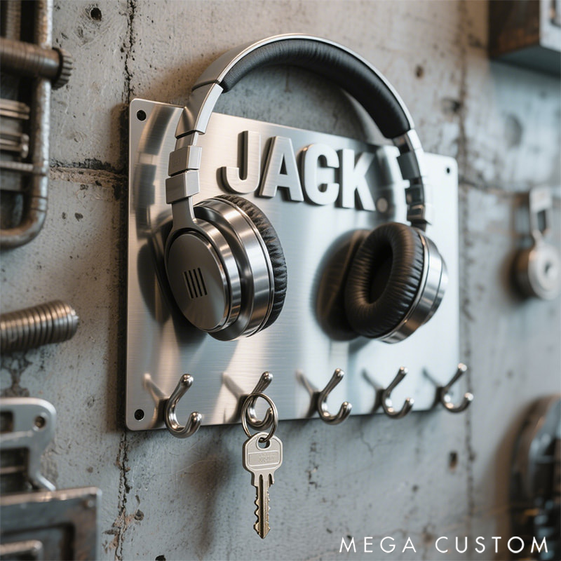 Personalized Headphones Wall Hook Decoration Made of Metal Gift for Music Lovers