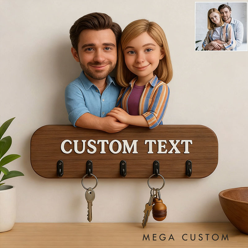 Personalized keychain with Photo Cartoon for Couples Valentine's Day Gift