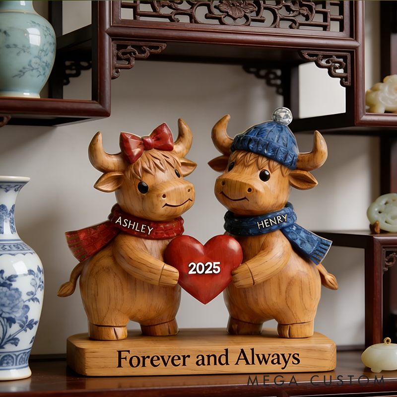 Personalized Couple Highland Cow Acrylic Plaque with Name and Text Valentine Gift For Her