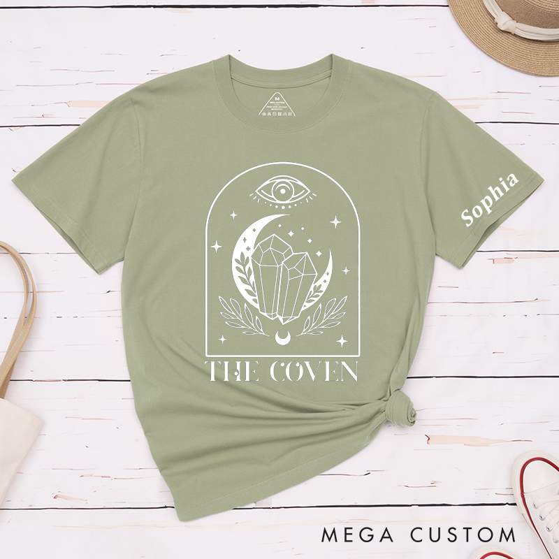Personalized Witchy Crystal Moon Eye Classic T-Shirts Custom Name Spiritual Gift Unisex Magical Occult Fashion for Lovers Friends Family Mystical Gift