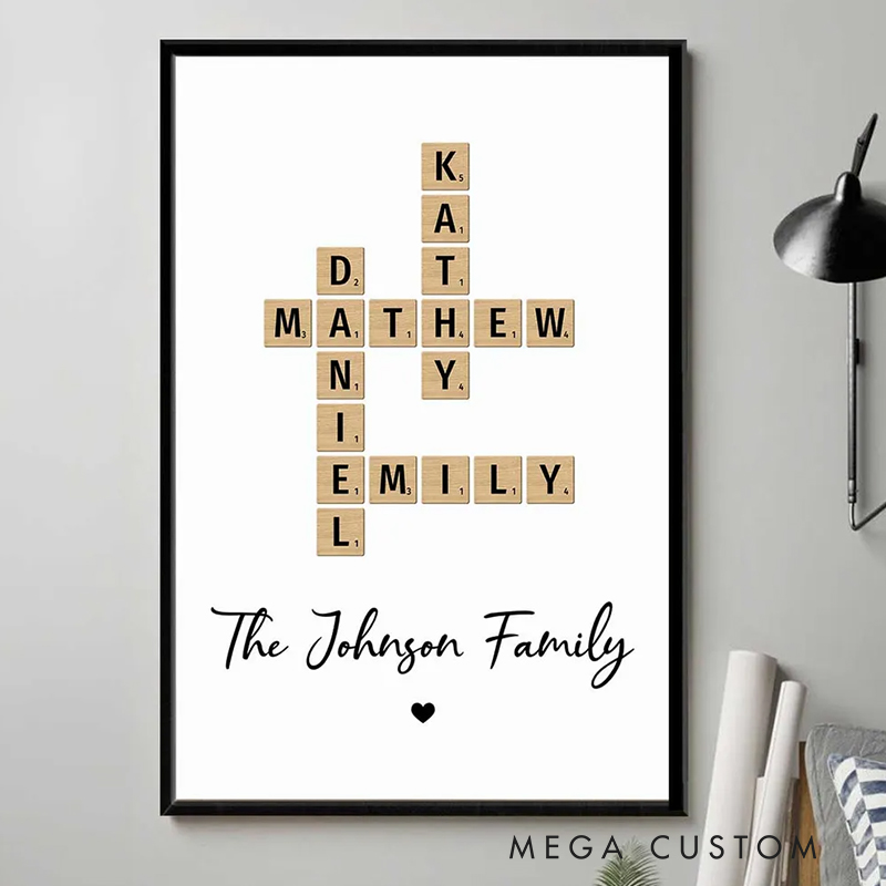 Personalized Family Crossword Art Poster Created In A Moment Treasured Forever Family Gift
