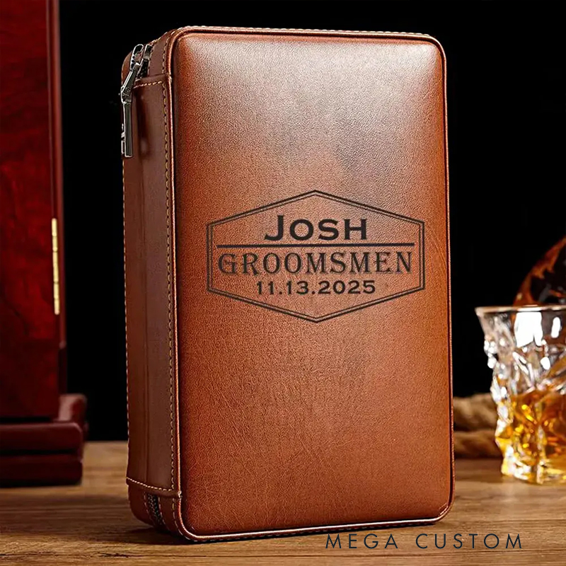 Personalized Leather Cigar Humidor Case Humidor Cigar Case Travel Cigar Case Gift for Him Custom Engraved Gift for Him