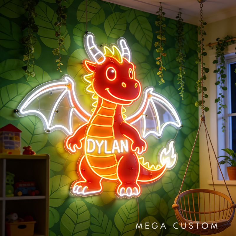 Personalized LED Fire-Breathing Dragon Neon Sign Perfect Choice for Birthdays or Any Special Celebration