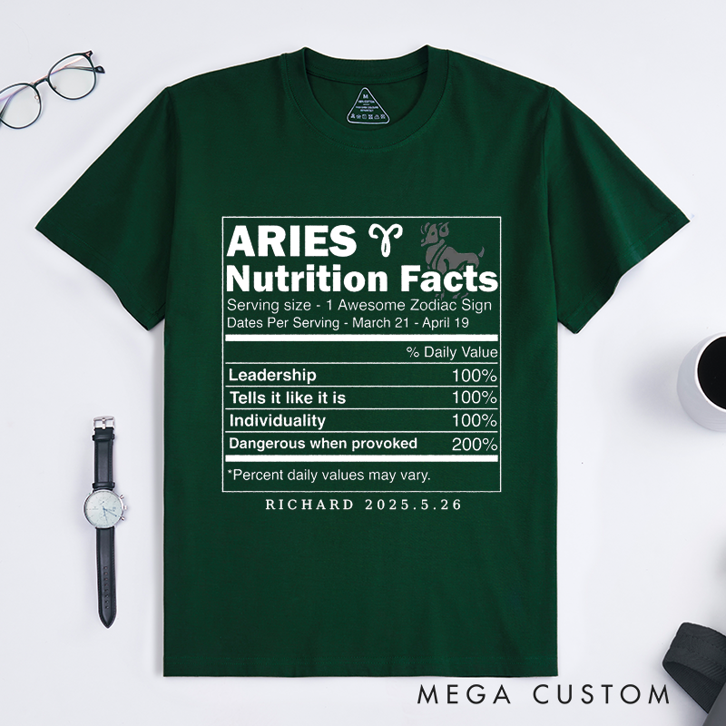 Personalized Aries Zodiac Sign Classic T-Shirts Leadership Traits Unique Birthday Gift for Astrology Lovers Friends Family Custom Unisex Tee 
