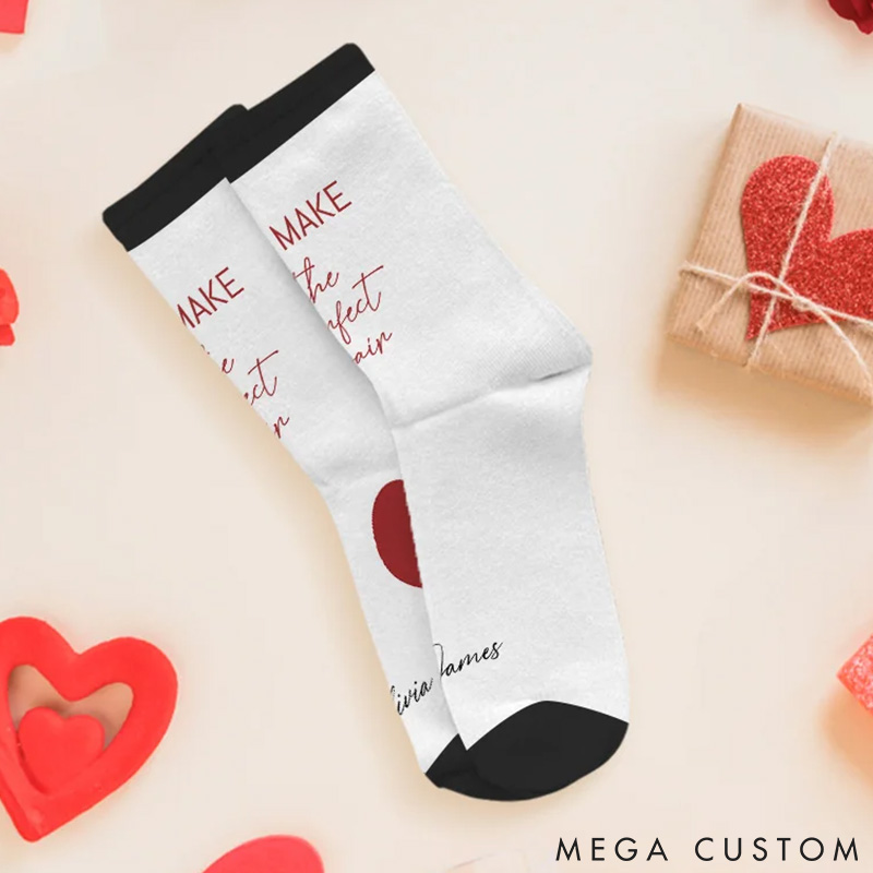 Personalized Couple We Make the Perfect Pair Socks with Name Custom Girlfriend Boyfriend Socks Valentines Day Gift for Him Her Anniversary Gift