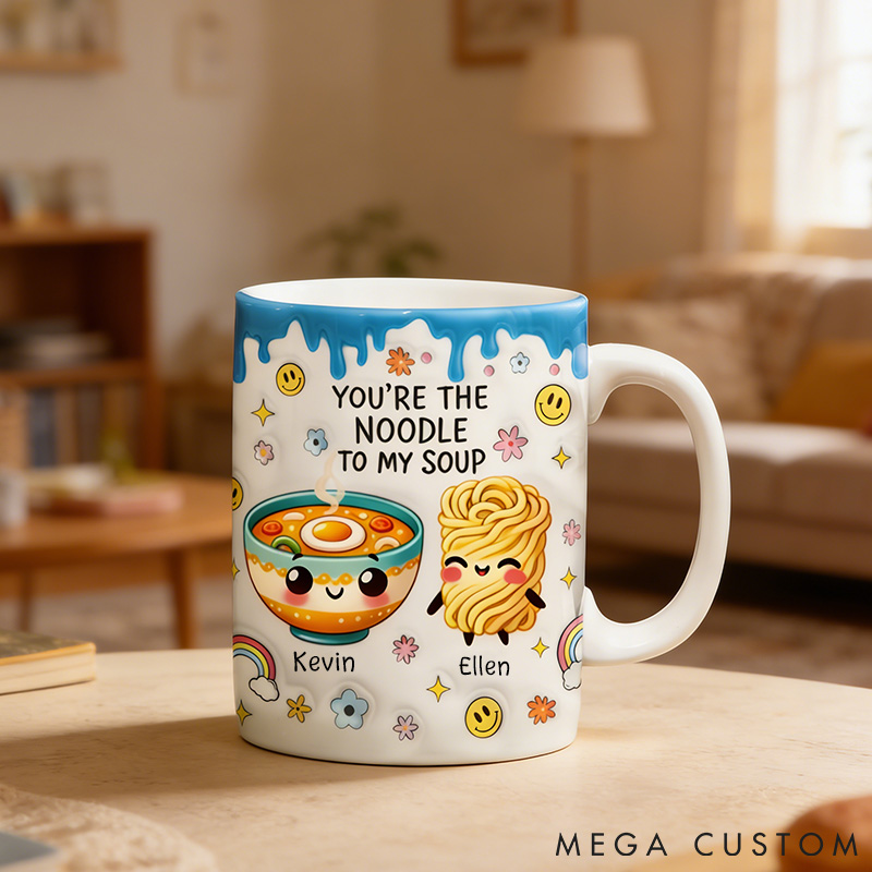 Personalized Food Pun Couple Mug Custom 3D Inflated Effect Printed Mug Couple Valentine's Gift Mug for Husband Wife