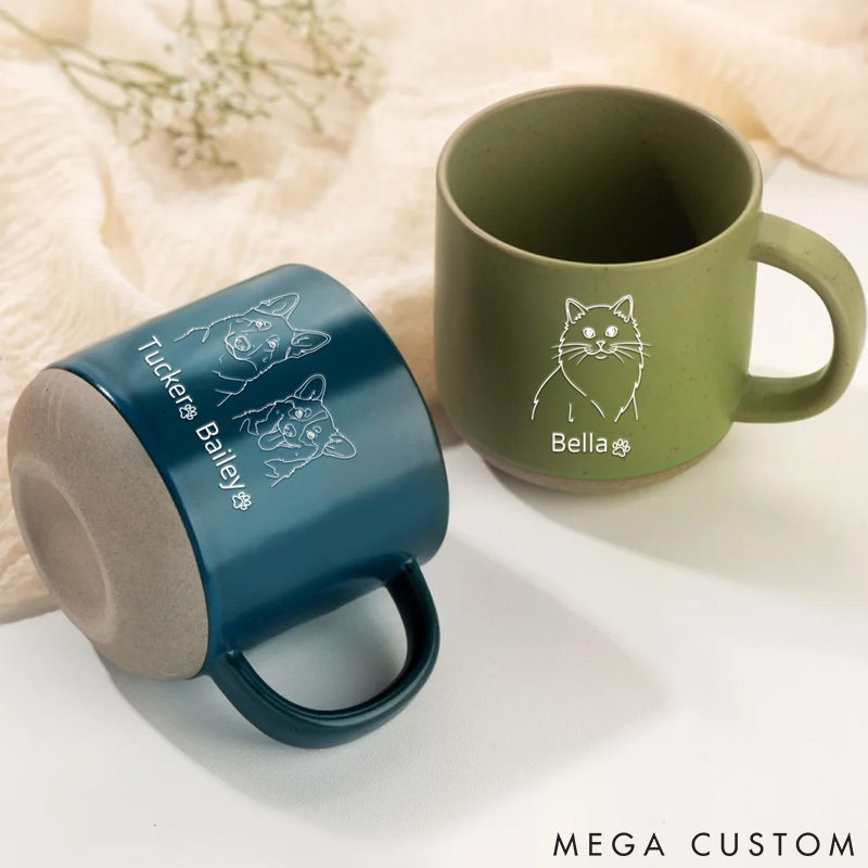 Personalized Pet Lover Pet Photo Line Art Style Silhouette Mugs