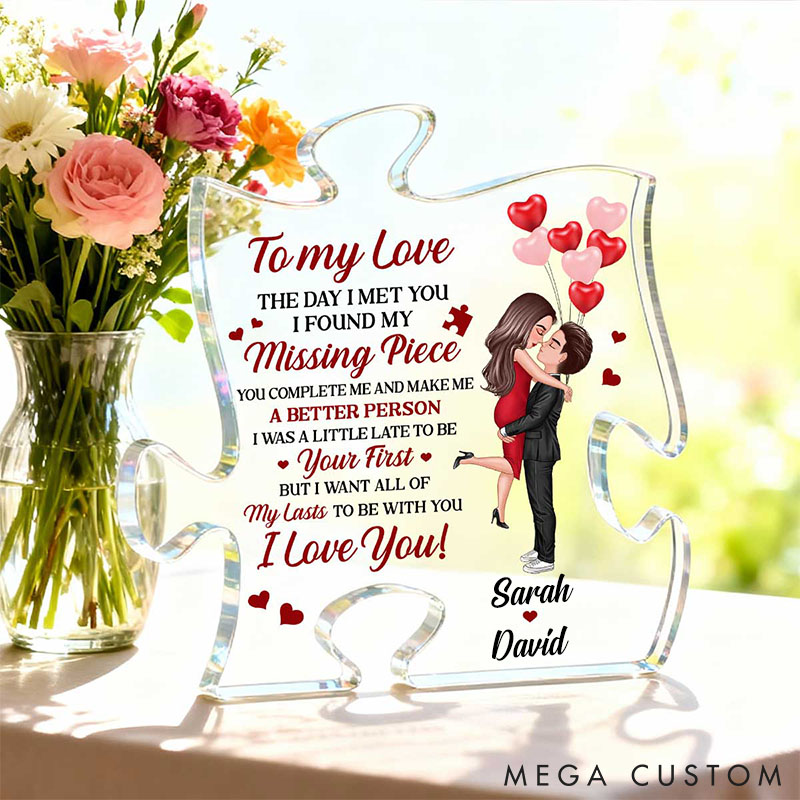 Personalized Puzzle Acrylic Plaque The Day I Met You I Found My Missing Piece Valentine's Gift for Couple Home Decor Plaque