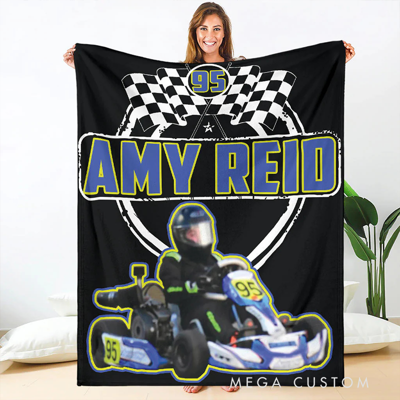 Personalized Racing Blanket Custom Photo Blanket Gift for Racer and Racing Lovers
