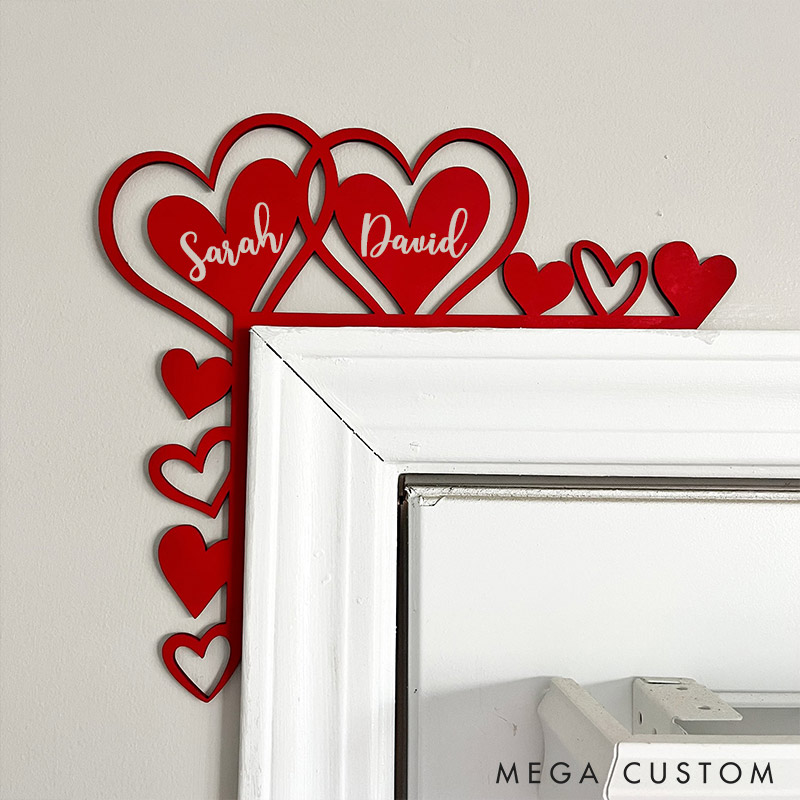 Personalized Couple Red Heart Door Corner Wood Sign Romantic Love Our Happy Corner Together Couple Home Decor Valentines Gift for Couple for Wife Husband