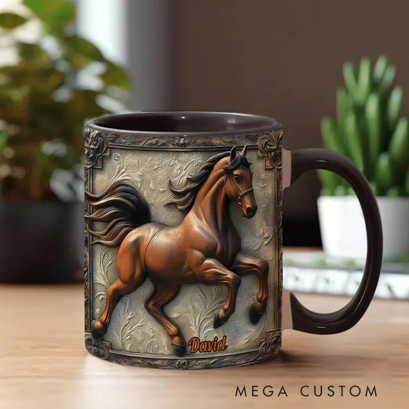 Personalized Cool Horse Custom Accent Mug Inflated Equestrian Coffee Mug for Horses Rider Equine Lover Riding Lovers