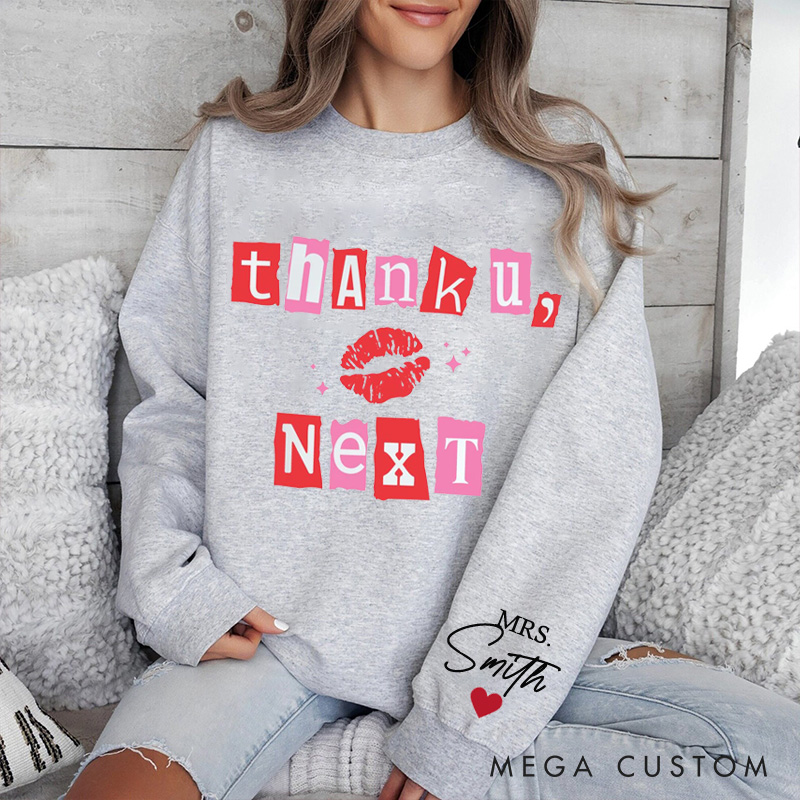 Personalized Women Thank U Next Divorced Sweatshirt Custom Newly Divorced Anti Valentine Hoodie Divorced Party Gift Valentine's Day Gift for Her