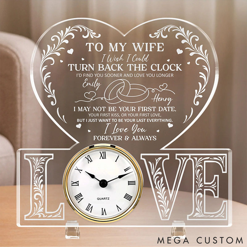 Personalized Couple I Wish I Could Turn Back The Clock Acrylic Desk Clock Custom Newlyweds Desk Clock Anniversary Gift Valentines Day Gift for Him Her