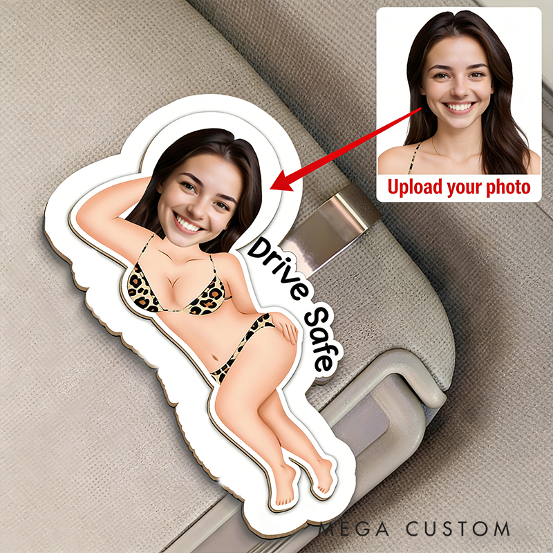 Personalized Funny Gifts Custom Face Car Visor Clip with Sexy Woman Design Add Photo Car Accessory for Husband