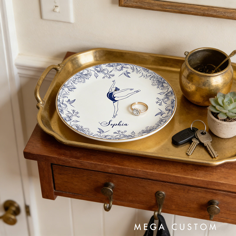 Personalized Gymnastics Girl Jewelry Dish Gymnastics Gift For Little Girls Gymnastics Coach Recital Gifts Gymnast Trinket Tray Gymnastics Team Ring Holder