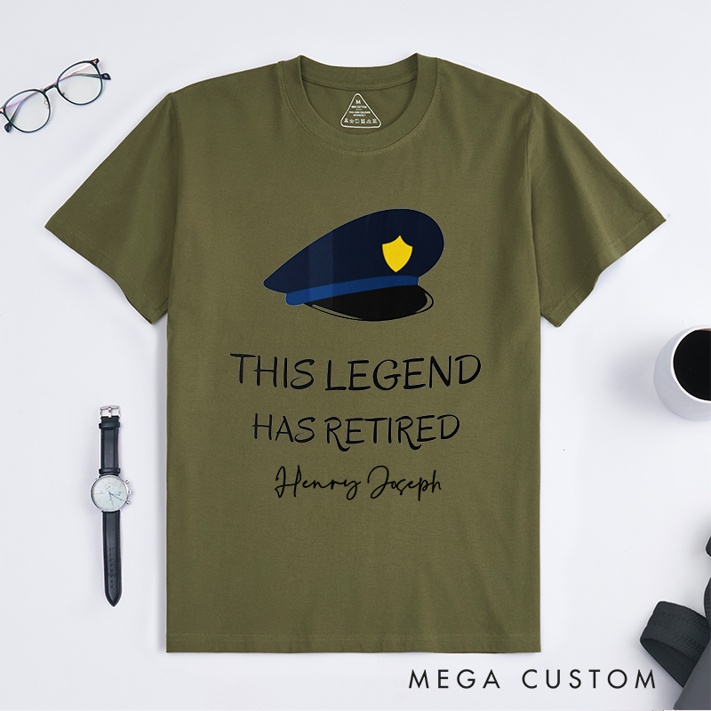 Personalized Retired Police Officer T-Shirt with Iconic Hat and Minimalist Typography Design Gift for Police Officer T-Shirt