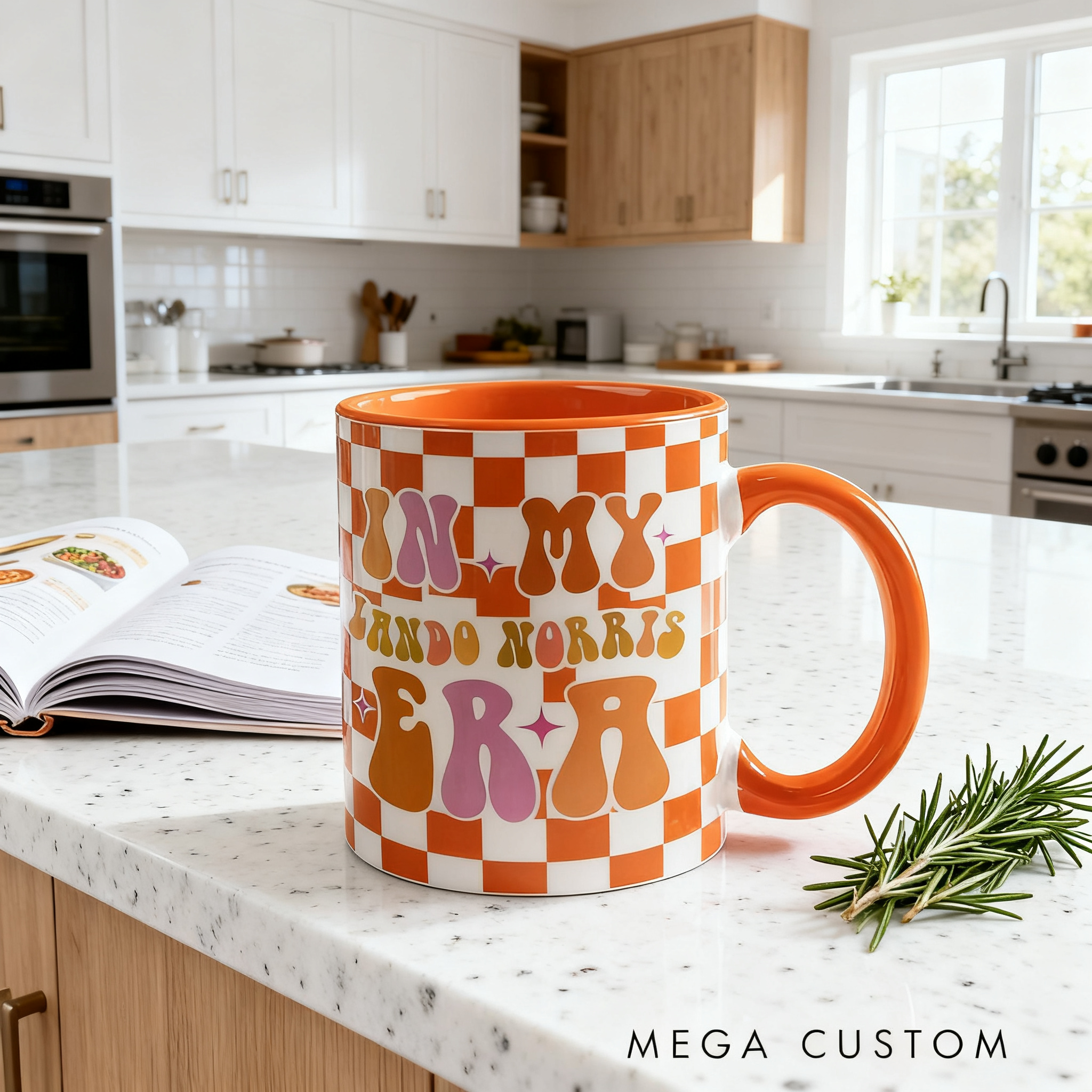 Personalized Racing Gifts Custom Name In My Era Mug Retro Checkerboard Coffee Cup Color Inside Mug for Car Lovers