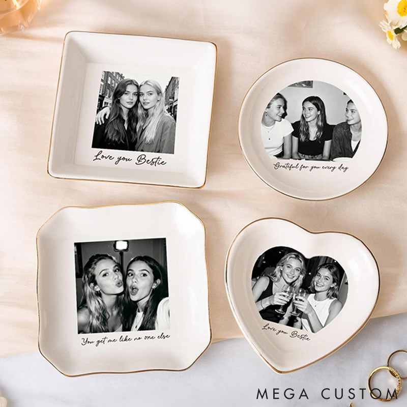 Personalized Bestie Photo Ceramic Trinket Jewelry Dish Custom Photo Galentine Gift for Bastie Valentine Gift for Friendship