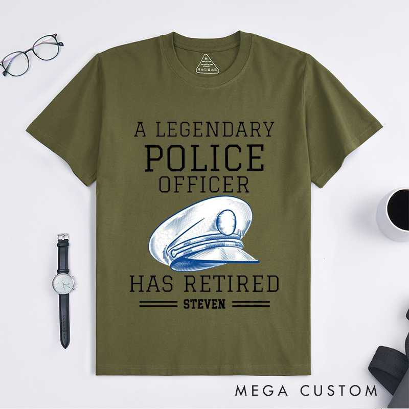 Personalized Retired Police Officer T-Shirt with Classic Hat Illustration and Timeless Typography Design Gift for Police Officer T-Shirt
