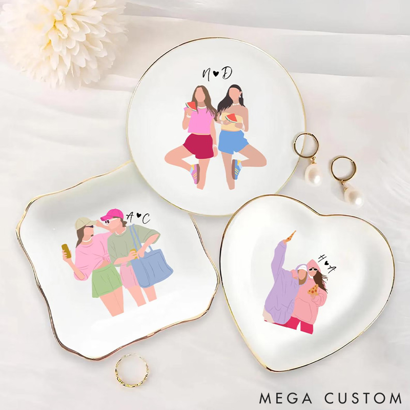 Personalized Bestie Faceless Portrait Trinket Dish Custom Photo Galentine Gift for Bastie Valentine Gift for Friendship