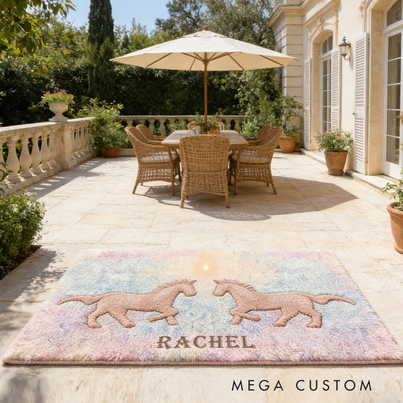 Personalized Rugs Riding Dreaming Horses Birthday Gift for Family Friends for Family for Riding Lovers Equestrian Lovers