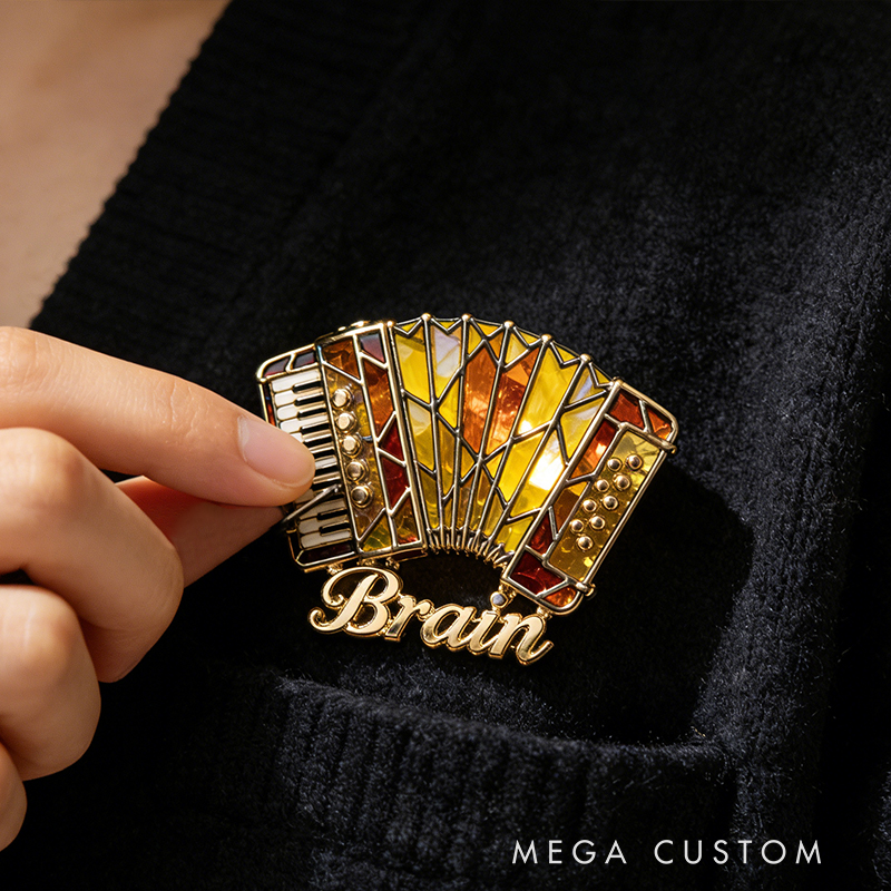Personalized Accordion Enamel Brooch Designed with Your Beloved Instrument