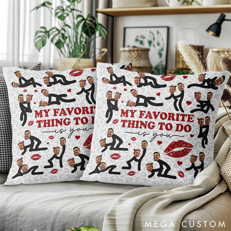 Personalized Sex Couple Custom Face Portrait Throw Pillow My Favorite Thing To Do Is You Home Pillow Valentine's Day gift for Couple Romantics Gift for Him Her