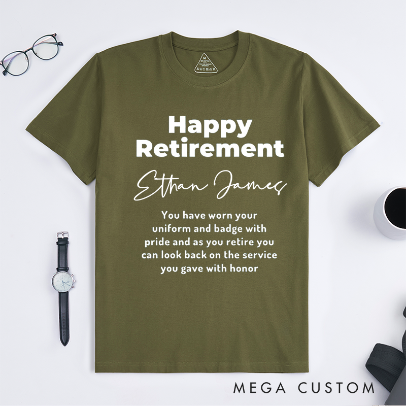 Personalized Retirement T-Shirt with Heartfelt Message and Elegant Typography Design Gift for Police Officer T-Shirt