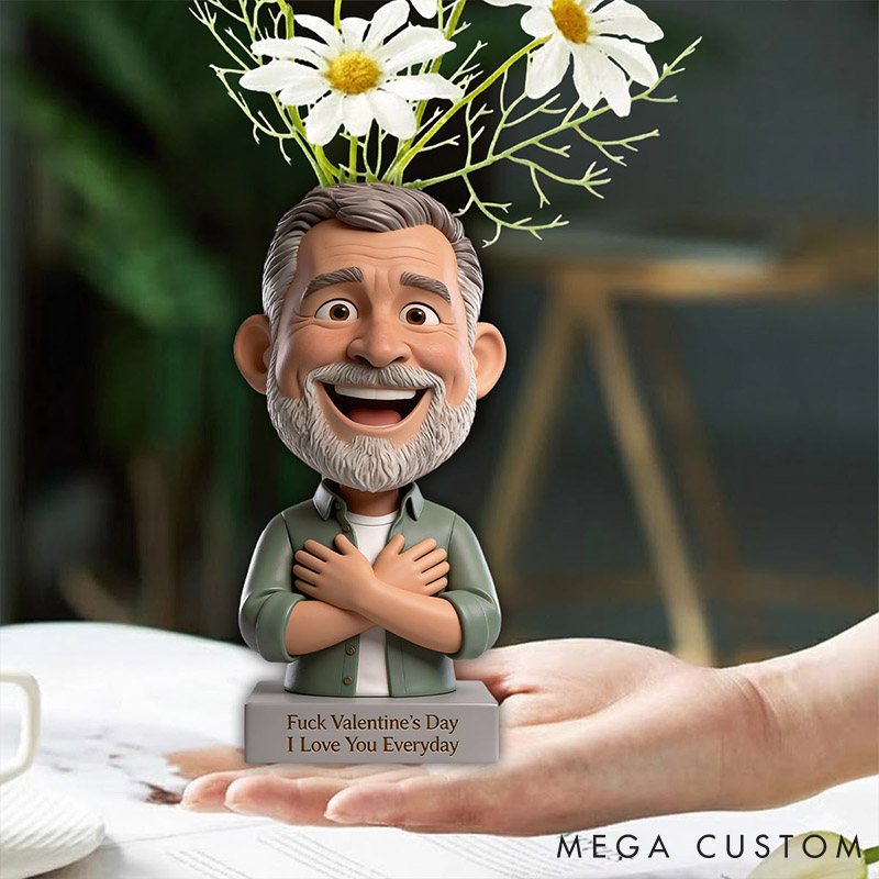 Personalized Couple Photo F*ck Valentine's Day I Love You Everyday Acrylic Flower Vase Custom Shape Man Woman Photo Portrait Vase Valentines Day Gift